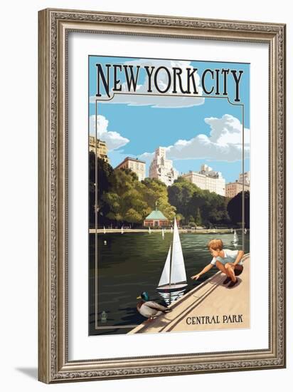 New York City, New York - Central Park-Lantern Press-Framed Art Print