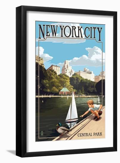 New York City, New York - Central Park-Lantern Press-Framed Art Print