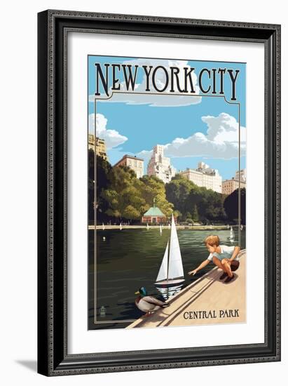 New York City, New York - Central Park-Lantern Press-Framed Art Print