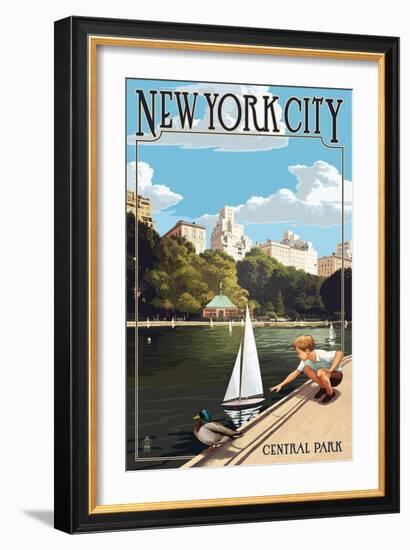 New York City, New York - Central Park-Lantern Press-Framed Art Print