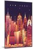 New York City, New York - Neon Skyline (Empire State Building Center) - Lantern Press Artwork-Lantern Press-Mounted Art Print