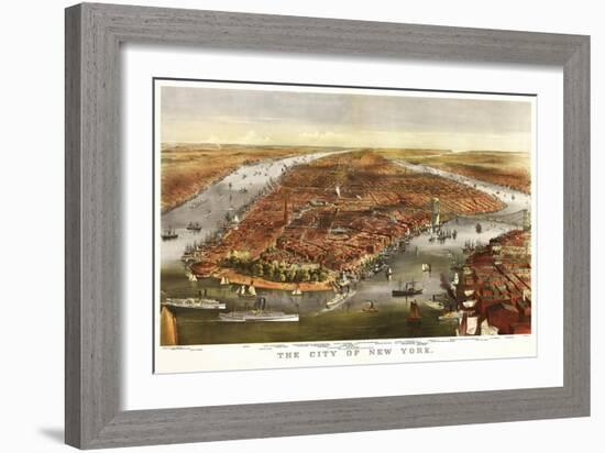 New York City, New York - Panoramic Map-Lantern Press-Framed Art Print