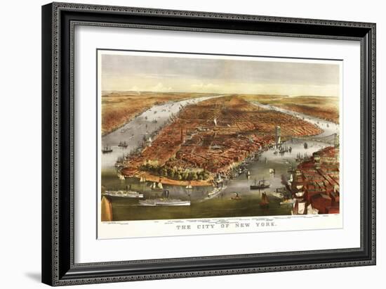 New York City, New York - Panoramic Map-Lantern Press-Framed Art Print