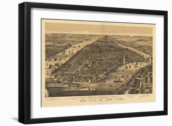 New York City, New York - Panoramic Map-Lantern Press-Framed Art Print