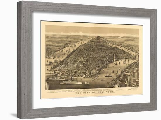 New York City, New York - Panoramic Map-Lantern Press-Framed Art Print