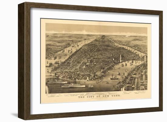 New York City, New York - Panoramic Map-Lantern Press-Framed Art Print