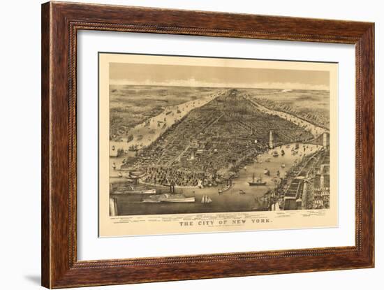 New York City, New York - Panoramic Map-Lantern Press-Framed Art Print