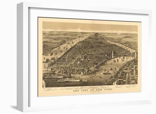 New York City, New York - Panoramic Map-Lantern Press-Framed Art Print