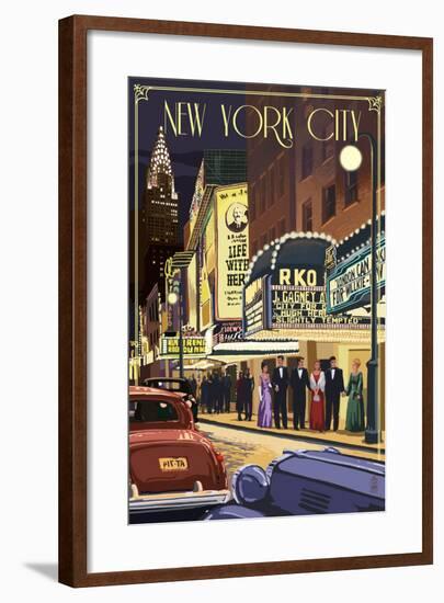 New York City, New York - Theater Scene-Lantern Press-Framed Art Print