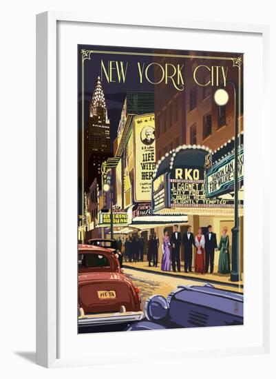 New York City, New York - Theater Scene-Lantern Press-Framed Art Print