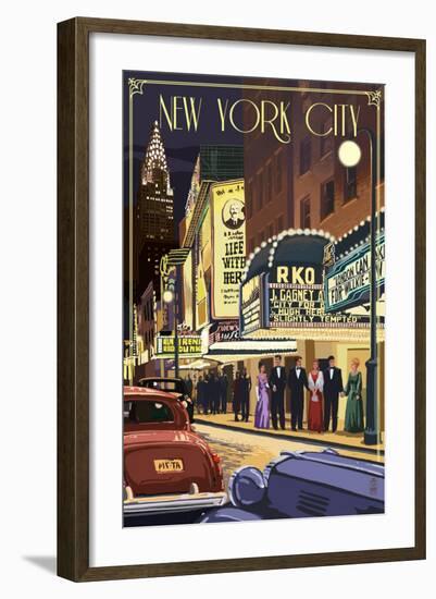 New York City, New York - Theater Scene-Lantern Press-Framed Art Print