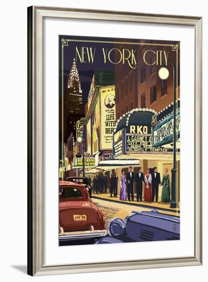 New York City, New York - Theater Scene-Lantern Press-Framed Art Print