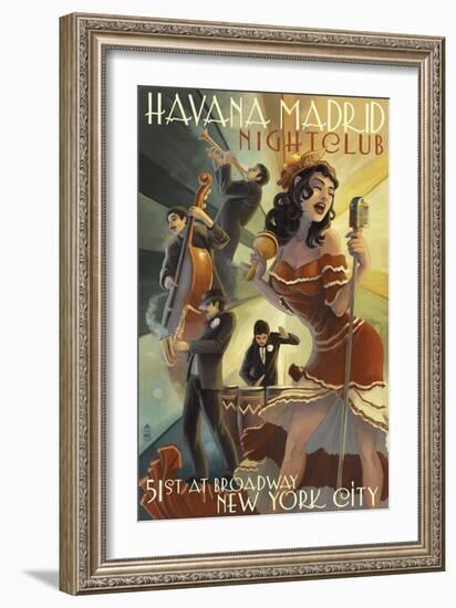 New York City, NY - Havana Madrid Nightclub-Lantern Press-Framed Art Print