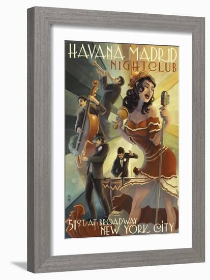 New York City, NY - Havana Madrid Nightclub-Lantern Press-Framed Art Print