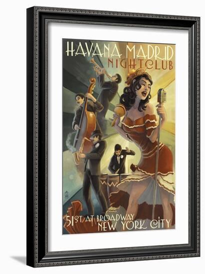 New York City, NY - Havana Madrid Nightclub-Lantern Press-Framed Art Print