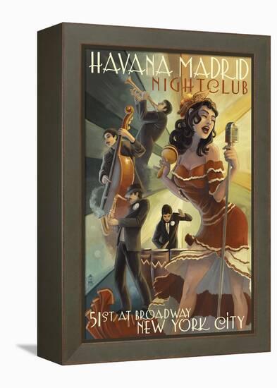 New York City, NY - Havana Madrid Nightclub-Lantern Press-Framed Stretched Canvas