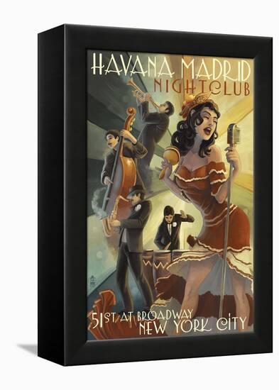 New York City, NY - Havana Madrid Nightclub-Lantern Press-Framed Stretched Canvas