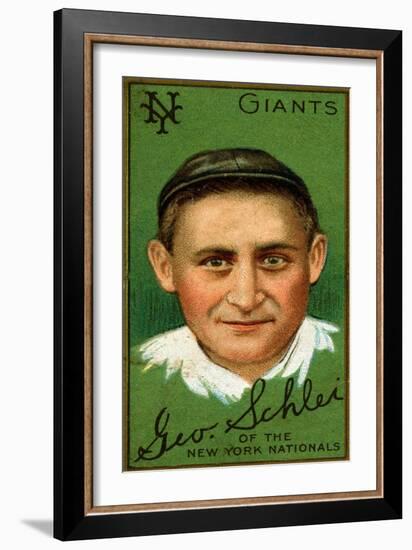 New York City, NY, New York Giants, George H. Schlei, Baseball Card-Lantern Press-Framed Premium Giclee Print