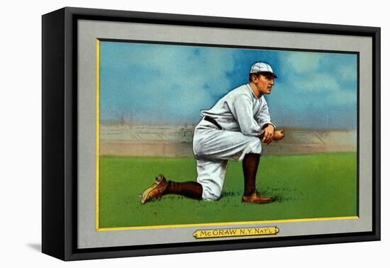 New York City, NY, New York Giants, John McGraw, Baseball Card-Lantern Press-Framed Stretched Canvas