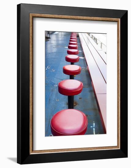 New York City, NY, USA. Vintage Diner Seats-Julien McRoberts-Framed Photographic Print