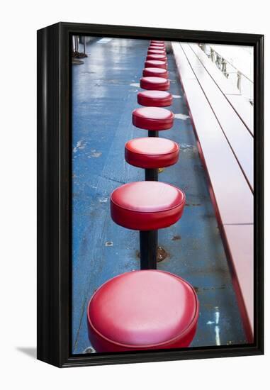 New York City, NY, USA. Vintage Diner Seats-Julien McRoberts-Framed Premier Image Canvas