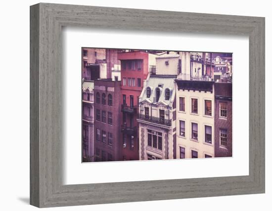 New York City Old Residential Buildings, Vintage Colors-Maciej Bledowski-Framed Photographic Print