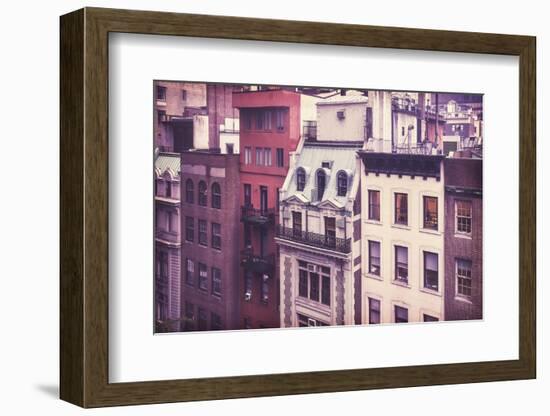 New York City Old Residential Buildings, Vintage Colors-Maciej Bledowski-Framed Photographic Print