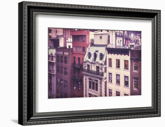 New York City Old Residential Buildings, Vintage Colors-Maciej Bledowski-Framed Photographic Print