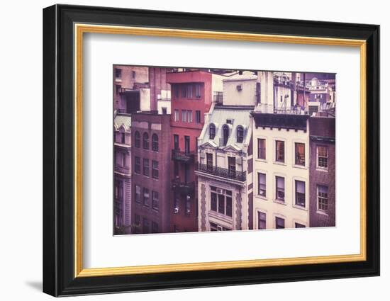 New York City Old Residential Buildings, Vintage Colors-Maciej Bledowski-Framed Photographic Print