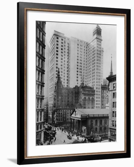 New York City's Broadway in the Downtown Financial District in 1916-null-Framed Photo