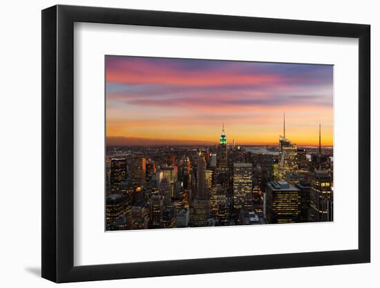 NEW YORK CITY - SEPTEMBER 6: New York City Cityscape Birds Eye View at Sunset with Empire State Bui-beboy-Framed Photographic Print