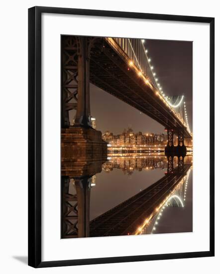 New York City Skyline and Manhattan Bridge at Night-Zigi-Framed Photographic Print