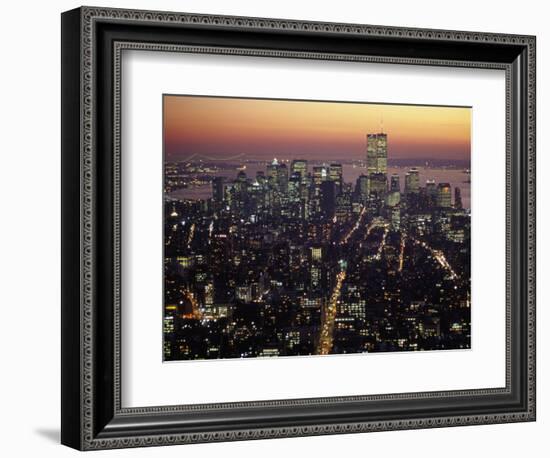 New York City Skyline at Night, NY-Barry Winiker-Framed Photographic Print