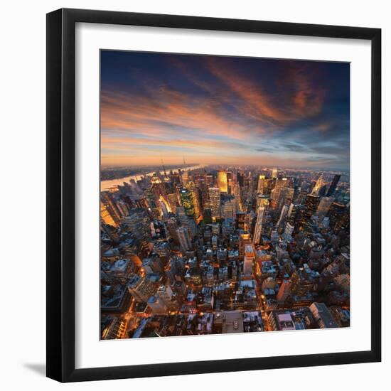 New York City Skyline at Sunset /Newyork-dellm60-Framed Art Print