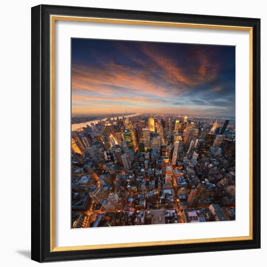 New York City Skyline at Sunset /Newyork-dellm60-Framed Art Print