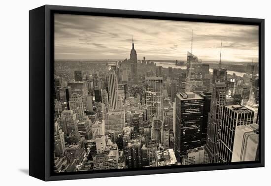 New York City Skyline Black and White with Urban Skyscrapers at Sunset.-Songquan Deng-Framed Premier Image Canvas