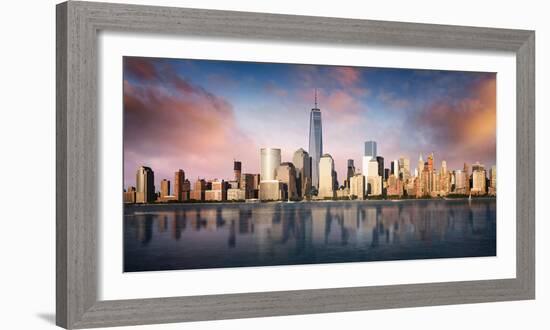 New York City Skyline with Urban Skyscrapers at Sunset, USA-Beatrice Preve-Framed Photographic Print