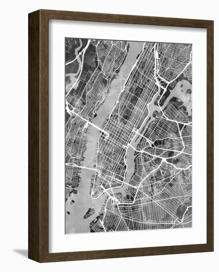 New York City Street Map-Michael Tompsett-Framed Art Print