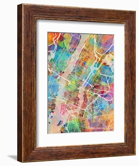 New York City Street Map-Tompsett Michael-Framed Premium Giclee Print