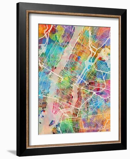 New York City Street Map-Tompsett Michael-Framed Art Print