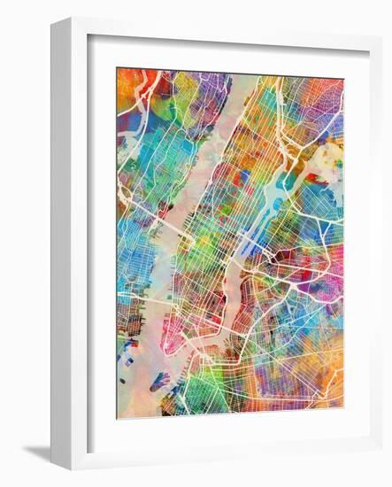 New York City Street Map-Tompsett Michael-Framed Art Print