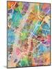 New York City Street Map-Michael Tompsett-Mounted Art Print