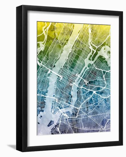 New York City Street Map-Tompsett Michael-Framed Art Print