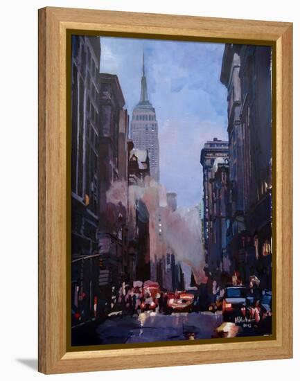 New York City Street Scene Fifth Avenue-Markus Bleichner-Framed Stretched Canvas