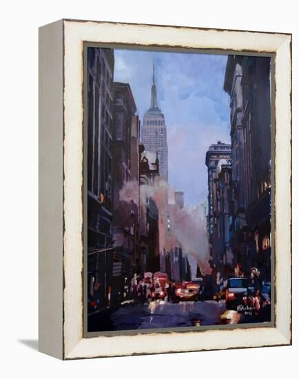 New York City Street Scene Fifth Avenue-Markus Bleichner-Framed Stretched Canvas