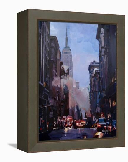 New York City Street Scene Fifth Avenue-Markus Bleichner-Framed Stretched Canvas