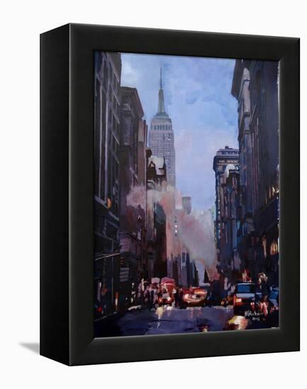New York City Street Scene Fifth Avenue-Markus Bleichner-Framed Stretched Canvas