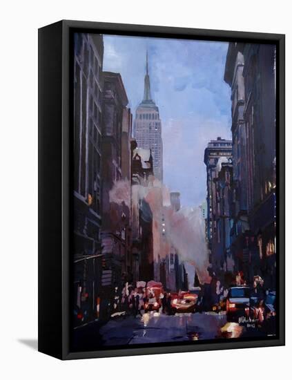 New York City Street Scene Fifth Avenue-Markus Bleichner-Framed Stretched Canvas