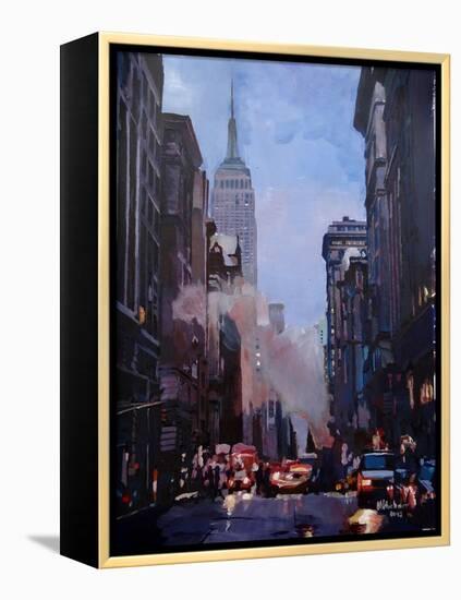 New York City Street Scene Fifth Avenue-Markus Bleichner-Framed Stretched Canvas