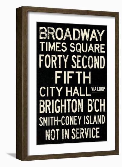 New York City Times Square Broadway Vintage Subway Retro Metro-null-Framed Art Print